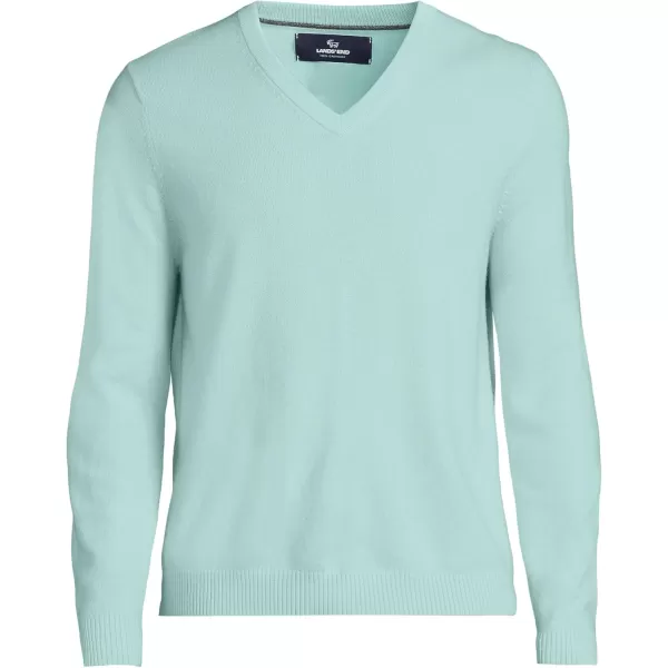 imageLands End Mens Fine Gauge Cashmere VNeck SweaterAqua Breeze