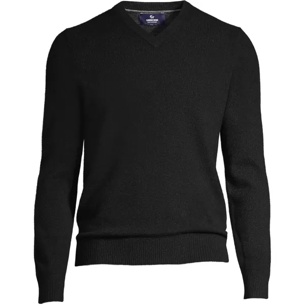 imageLands End Mens Fine Gauge Cashmere VNeck SweaterBlack