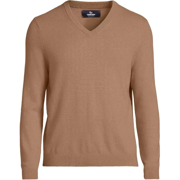 imageLands End Mens Fine Gauge Cashmere VNeck SweaterClassic Camel