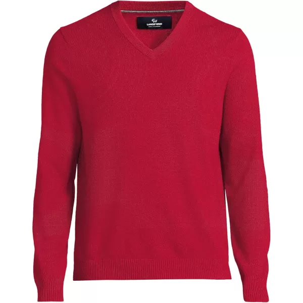 imageLands End Mens Fine Gauge Cashmere VNeck SweaterCurrent Red