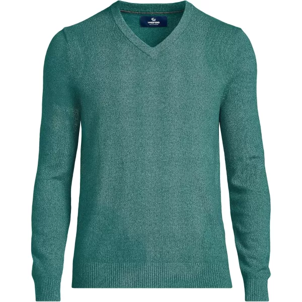 imageLands End Mens Fine Gauge Cashmere VNeck SweaterLight Balsam Marl