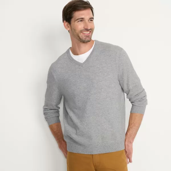 imageLands End Mens Fine Gauge Cashmere VNeck SweaterLight Gray Heather