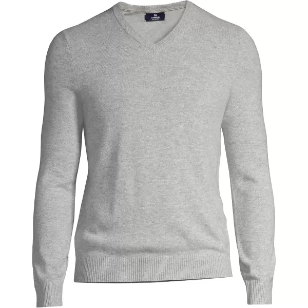 imageLands End Mens Fine Gauge Cashmere VNeck SweaterLight Gray Heather