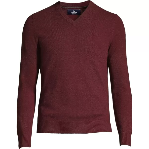 imageLands End Mens Fine Gauge Cashmere VNeck SweaterMulled Wine Heather