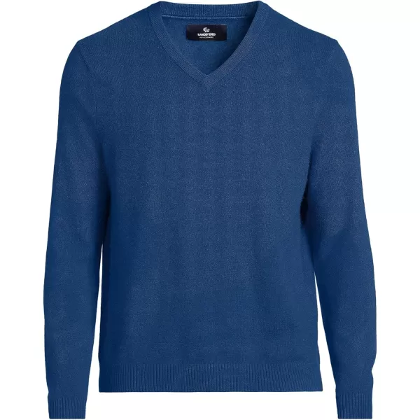 imageLands End Mens Fine Gauge Cashmere VNeck SweaterNorthern Sky Heather