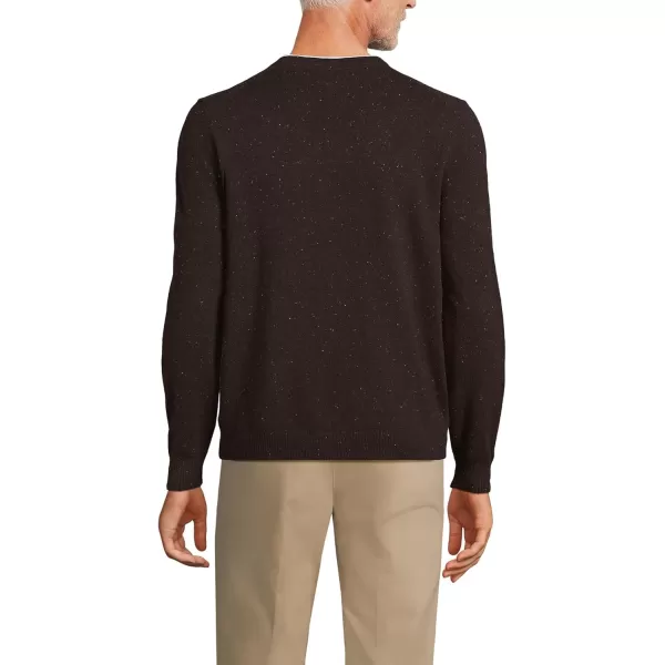 imageLands End Mens Fine Gauge Cashmere VNeck SweaterWarm Chocolate Donegal