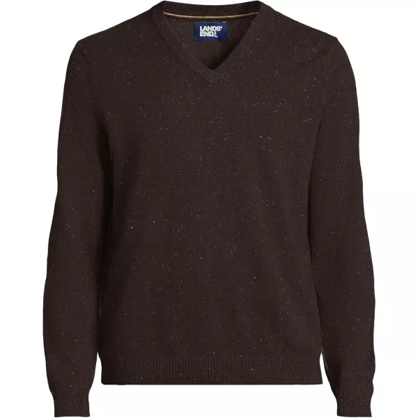 imageLands End Mens Fine Gauge Cashmere VNeck SweaterWarm Chocolate Donegal