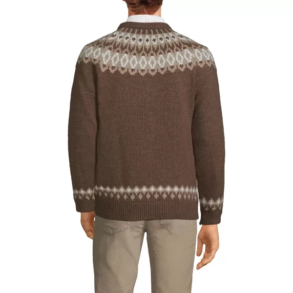 imageLands End Mens Lighthouse Fairisle Crew SweaterAllspice Geo Fairisle