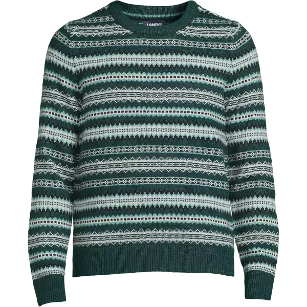 imageLands End Mens Lighthouse Fairisle Crew SweaterDeep Balsam Fairisle