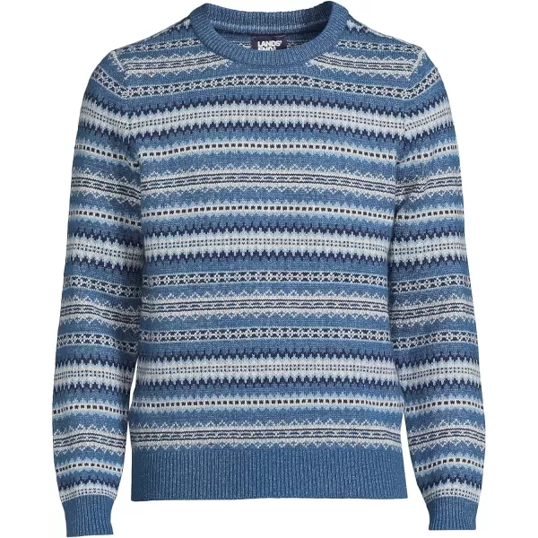 imageLands End Mens Lighthouse Fairisle Crew SweaterEvening Blue Fairisle