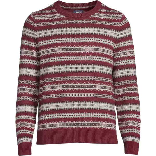 imageLands End Mens Lighthouse Fairisle Crew SweaterRich Burgundy Fairisle