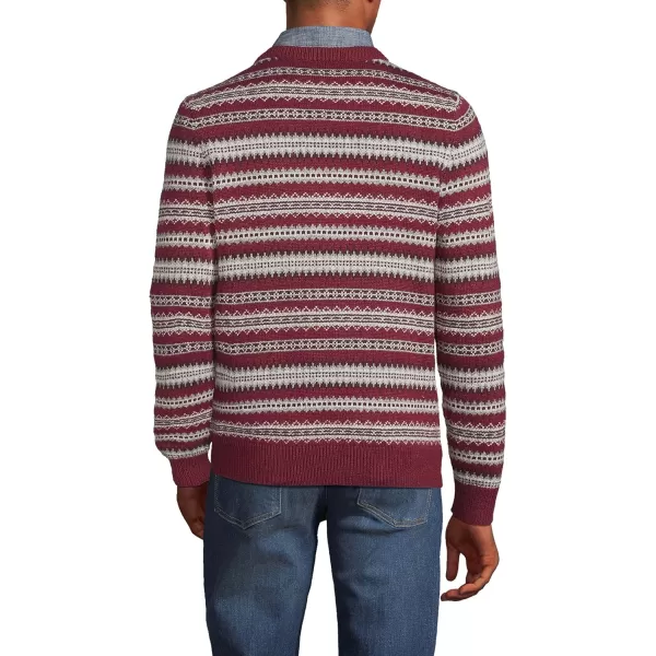 imageLands End Mens Lighthouse Fairisle Crew SweaterRich Burgundy Fairisle