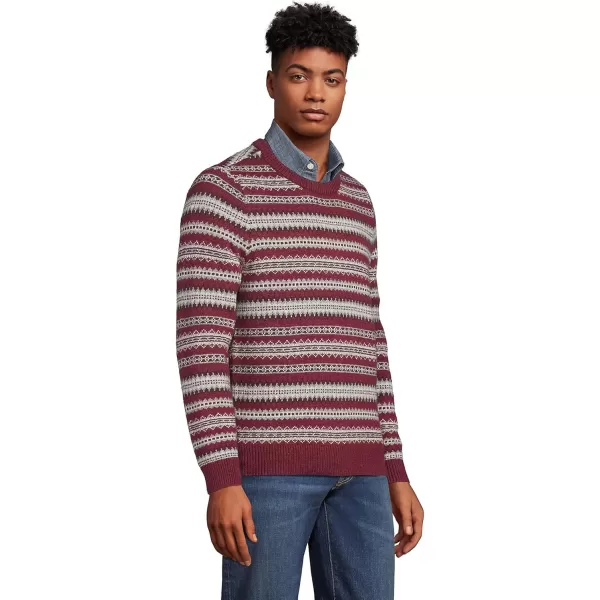 imageLands End Mens Lighthouse Fairisle Crew SweaterRich Burgundy Fairisle