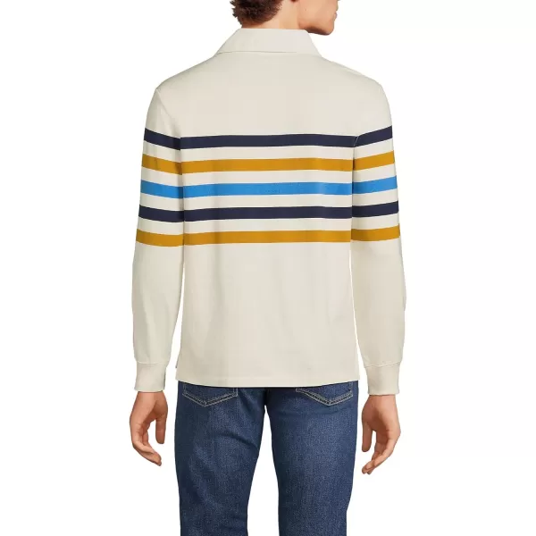 imageLands End Mens Long Sleeve RugbyIvoryAged Gold Rugby Stripe