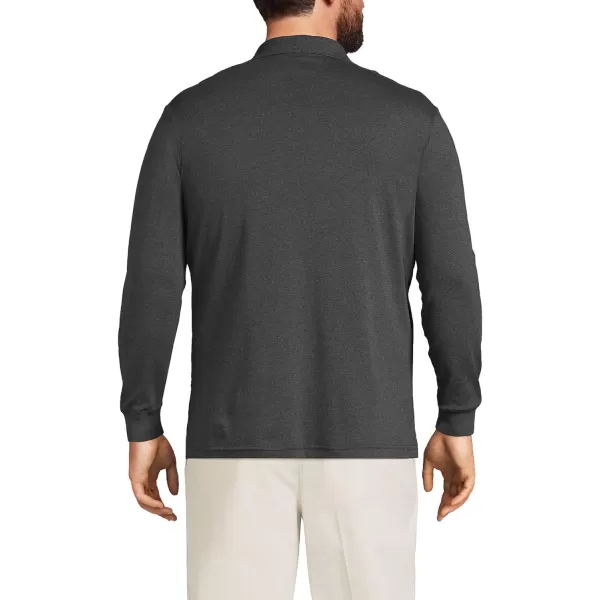 imageLands End Mens Long Sleeve Supima Cotton Polo Shirt with PocketDark Charcoal Heather