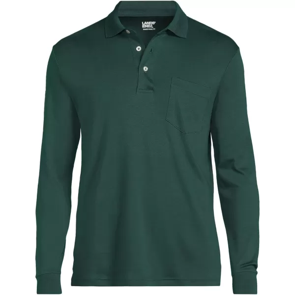 imageLands End Mens Long Sleeve Supima Cotton Polo Shirt with PocketDeep Forest