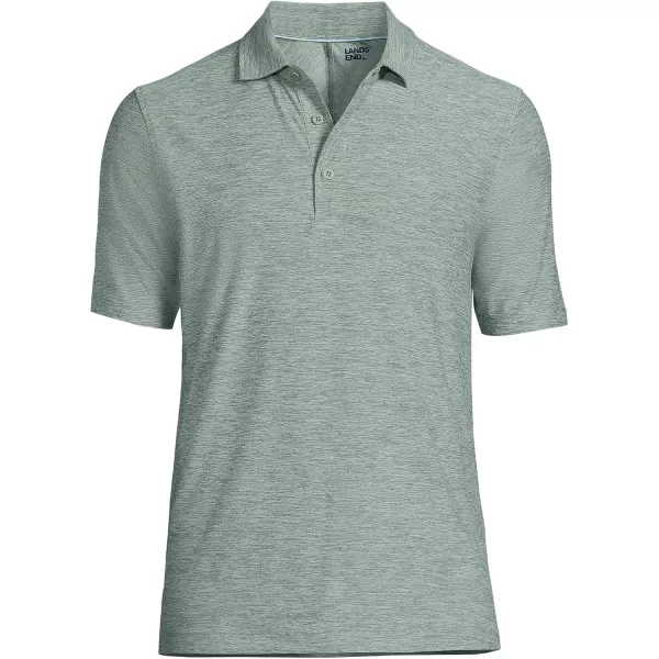 imageLands End Mens Short Sleeve Performance Pieced Yoke Hybrid PoloDesert Sage Spacedye