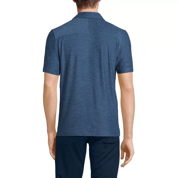 imageLands End Mens Short Sleeve Performance Pieced Yoke Hybrid PoloRadiant Navy Spacedye