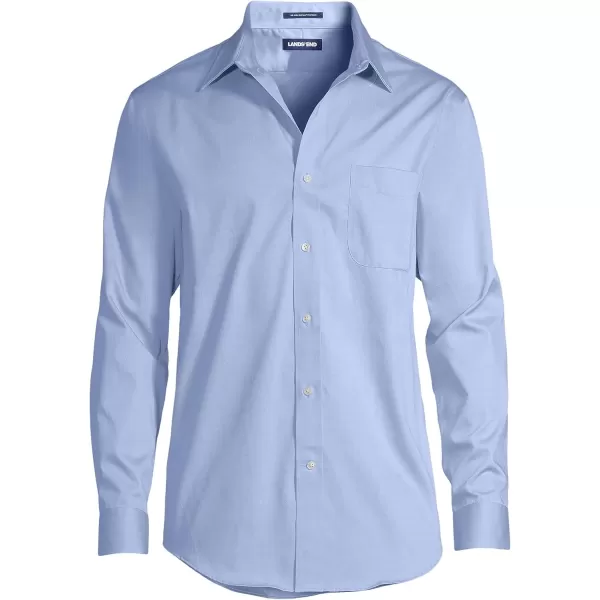 imageLands End Mens Traditional Fit Solid No Iron Supima Pinpoint Buttondown Collar Dress ShirtLight Blue