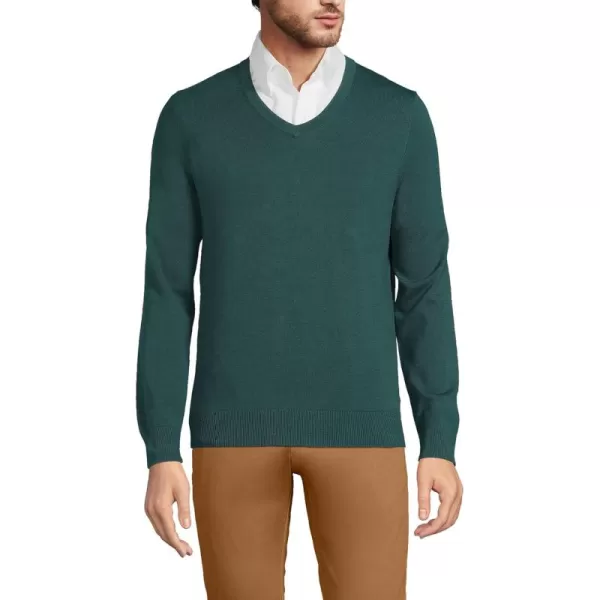 imageLands End Mens Classic Fit Fine Gauge Supima Cotton VNeck SweaterDeep Balsam