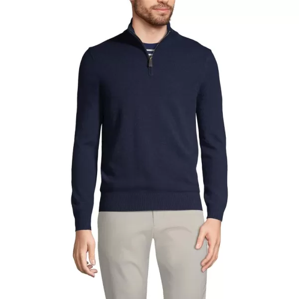 imageLands End Mens Fine Gauge Cashmere Quarter ZipRadiant Navy