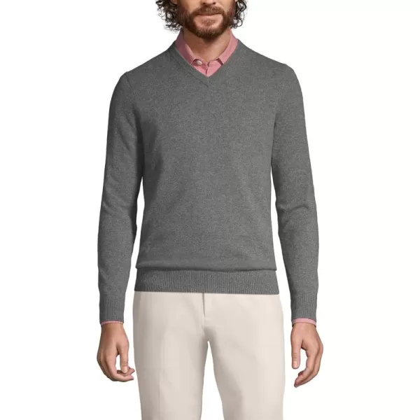 imageLands End Mens Fine Gauge Cashmere VNeck SweaterCharcoal Heather