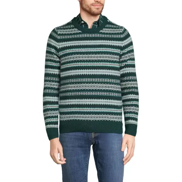 imageLands End Mens Lighthouse Fairisle Crew SweaterDeep Balsam Fairisle