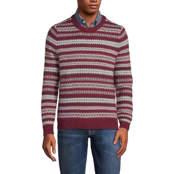 imageLands End Mens Lighthouse Fairisle Crew SweaterRich Burgundy Fairisle