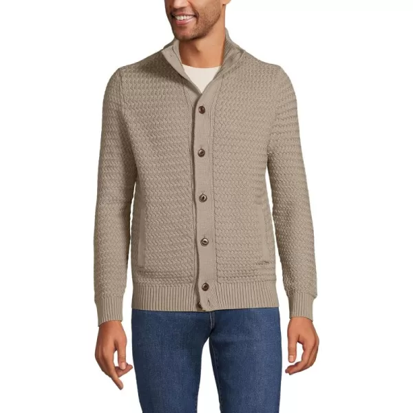 imageLands End Mens Long Sleeve Drifter Mock Neck CardiganKhaki