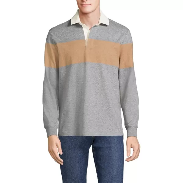 imageLands End Mens Long Sleeve RugbyPewterHeather Rugby Stripe