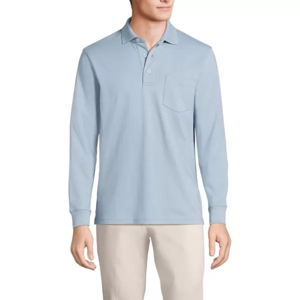 imageLands End Mens Long Sleeve Supima Cotton Polo Shirt with PocketPale Slate Blue