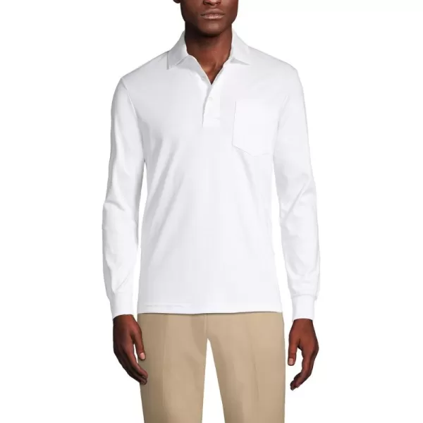 imageLands End Mens Long Sleeve Supima Cotton Polo Shirt with PocketWhite