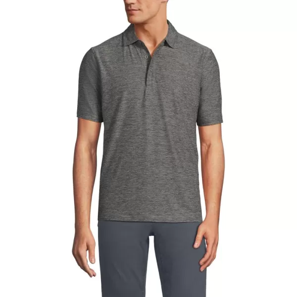 imageLands End Mens Short Sleeve Performance Pieced Yoke Hybrid PoloBlack Slate Spacedye