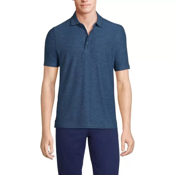 imageLands End Mens Short Sleeve Performance Pieced Yoke Hybrid PoloRadiant Navy Spacedye