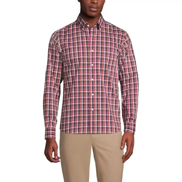 imageLands End Mens Traditional Fit ComfortFirst Shirt with Coolmax PrintedWashed Mulberry Multi Plaid