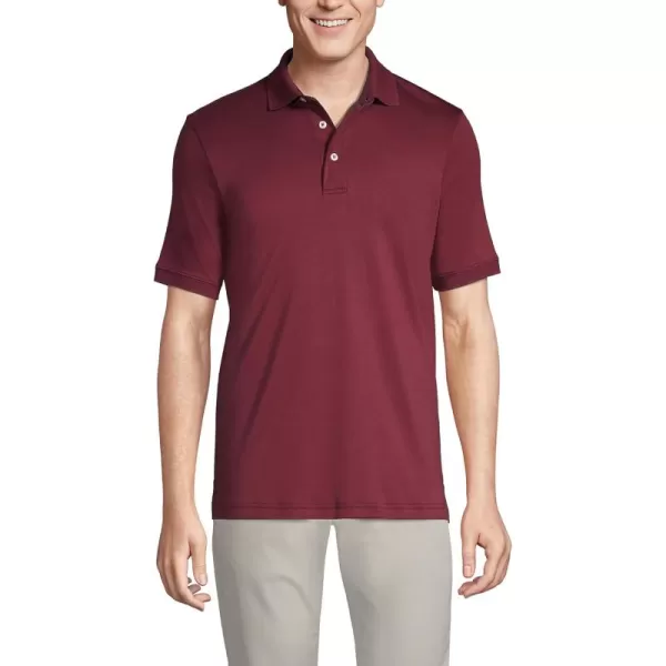 imageLands End School Uniform Mens Short Sleeve Supima Cotton Polo ShirtRich Burgundy