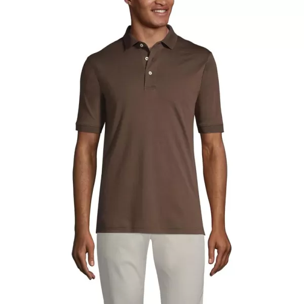 imageLands End School Uniform Mens Short Sleeve Supima Cotton Polo ShirtRich Coffee