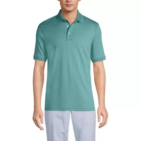 imageLands End School Uniform Mens Short Sleeve Supima Cotton Polo ShirtTeal Shadow