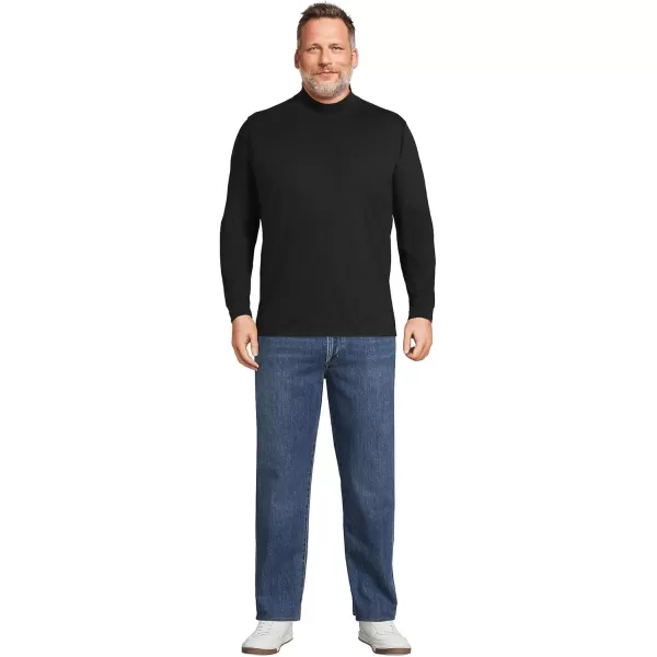 imageLands End Mens SuperT CottonBlend Mock TurtleneckBlack