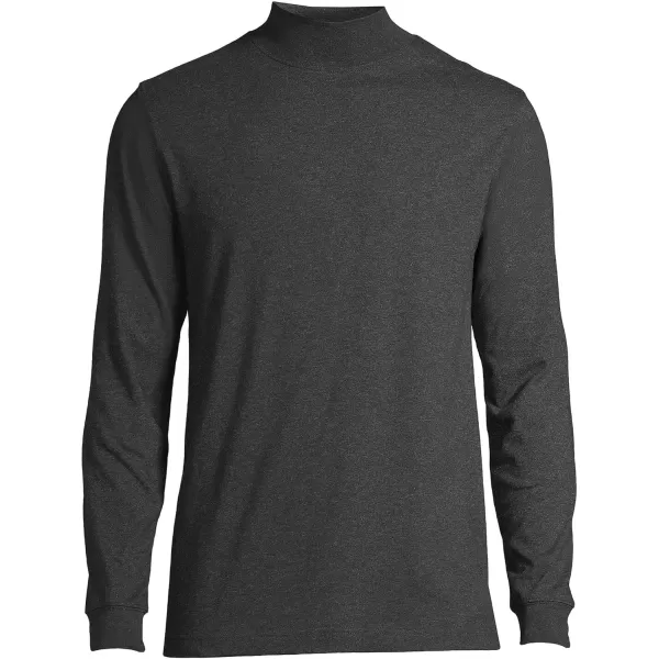 imageLands End Mens SuperT CottonBlend Mock TurtleneckDark Charcoal Heather