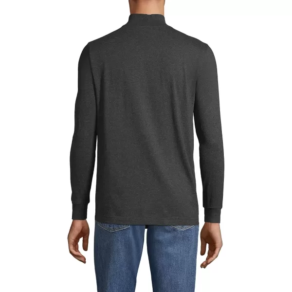 imageLands End Mens SuperT CottonBlend Mock TurtleneckDark Charcoal Heather