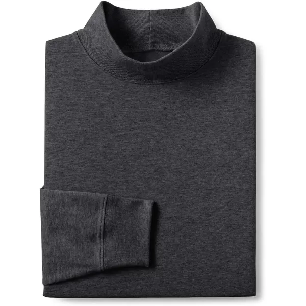 imageLands End Mens SuperT CottonBlend Mock TurtleneckDark Charcoal Heather