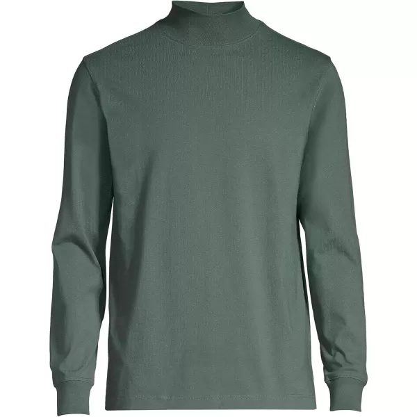 imageLands End Mens SuperT CottonBlend Mock TurtleneckDeep Woodland Green