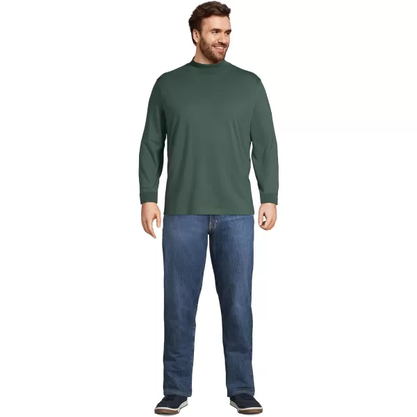 imageLands End Mens SuperT CottonBlend Mock TurtleneckDeep Woodland Green