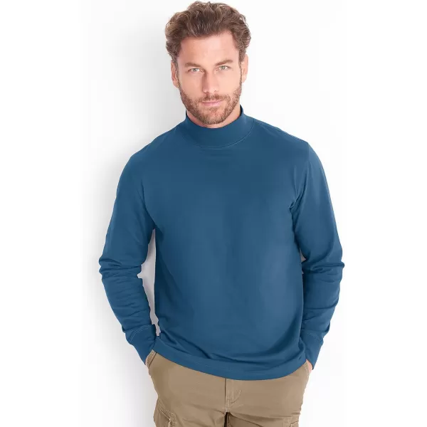 imageLands End Mens SuperT CottonBlend Mock TurtleneckEvening Blue