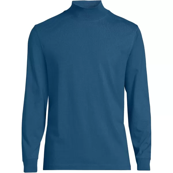 imageLands End Mens SuperT CottonBlend Mock TurtleneckEvening Blue