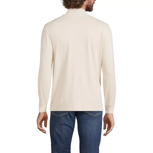 imageLands End Mens SuperT CottonBlend Mock TurtleneckFlax Heather