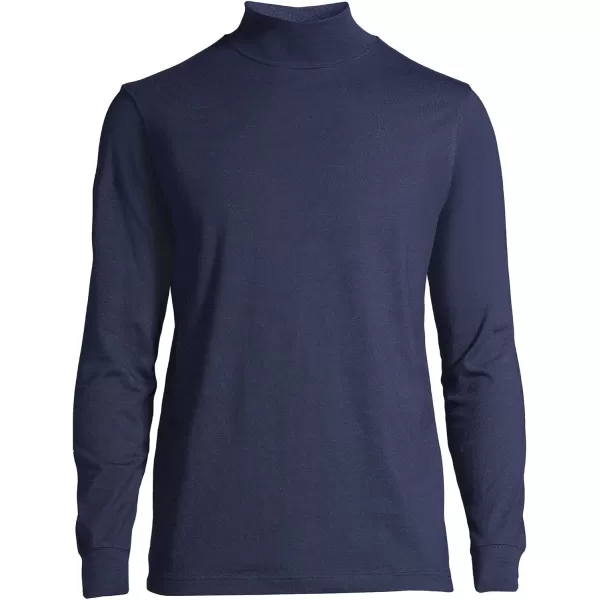 imageLands End Mens SuperT CottonBlend Mock TurtleneckRadiant Navy