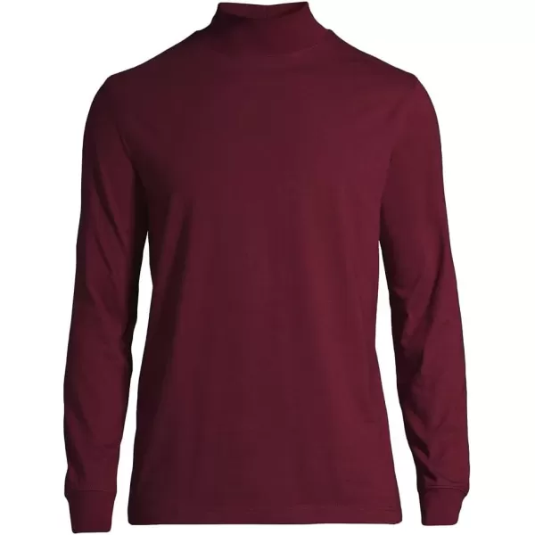 imageLands End Mens SuperT CottonBlend Mock TurtleneckRich Burgundy