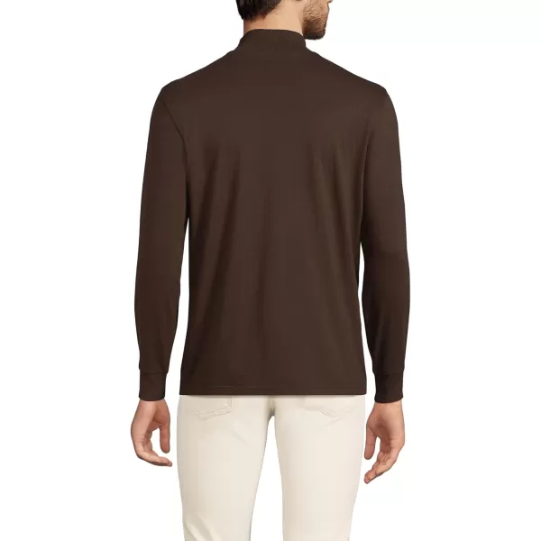 imageLands End Mens SuperT CottonBlend Mock TurtleneckRich Coffee